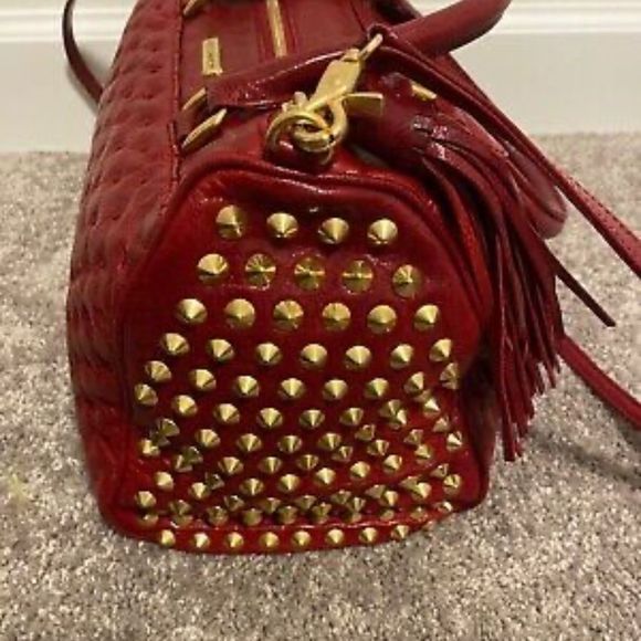NWT Perfect Lush Rebecca Minkoff terracotta flame studded satchel. MINT - Picture 6 of 8